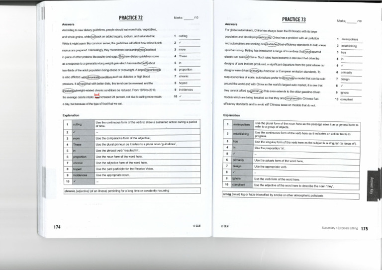 Editing Practice 72-73 Answers | PDF