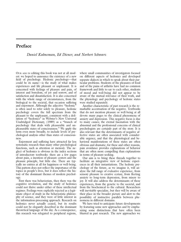 Foundations of Hedonic Psychology | PDF | Pleasure | Quality Of Life