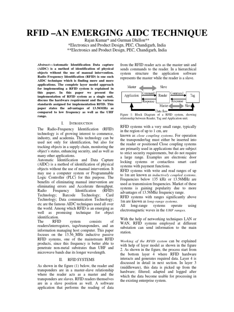RFID-An Emerging AIDC | PDF | Radio Frequency Identification | High ...