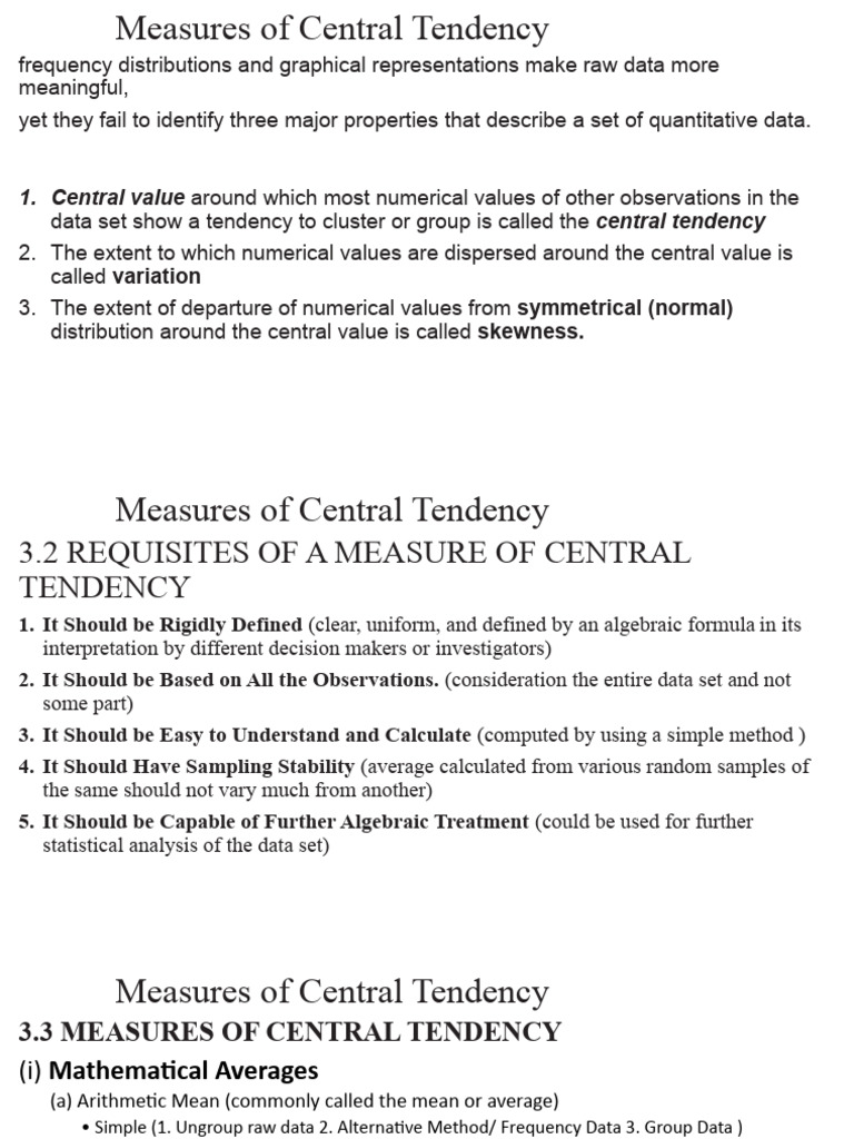Chapter - 3A Measure of Central Tendency | Download Free PDF | Mean ...
