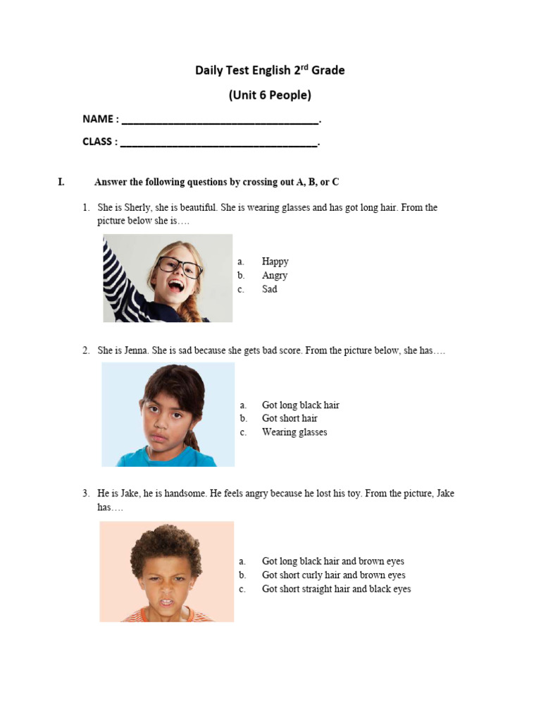 2nd Grade Daily English Test: Unit 6 | PDF