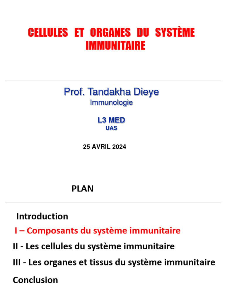 Composants du Système Immunitaire | PDF | Système immunitaire | Globule ...