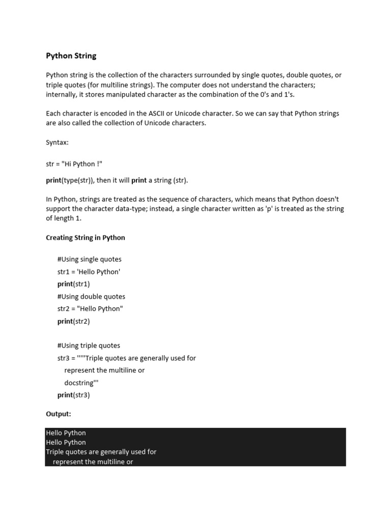 Python Class 3a - String | Download Free PDF | String (Computer Science ...