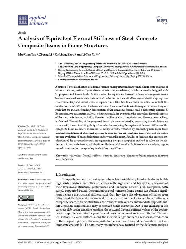 Analysis of Equivalent Flexural Stiffness of Steel | PDF | Beam ...