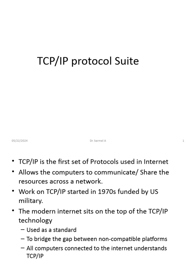 TCP/IP Protocol Suite Overview | PDF | Internet Protocols | Internet ...