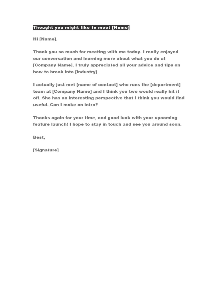 Networking Introduction Email Template | PDF | Career & Growth | Self ...