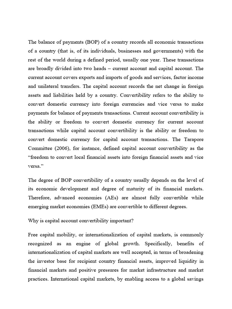 Current vs Capital Account Convertibility | PDF | Capital Account ...