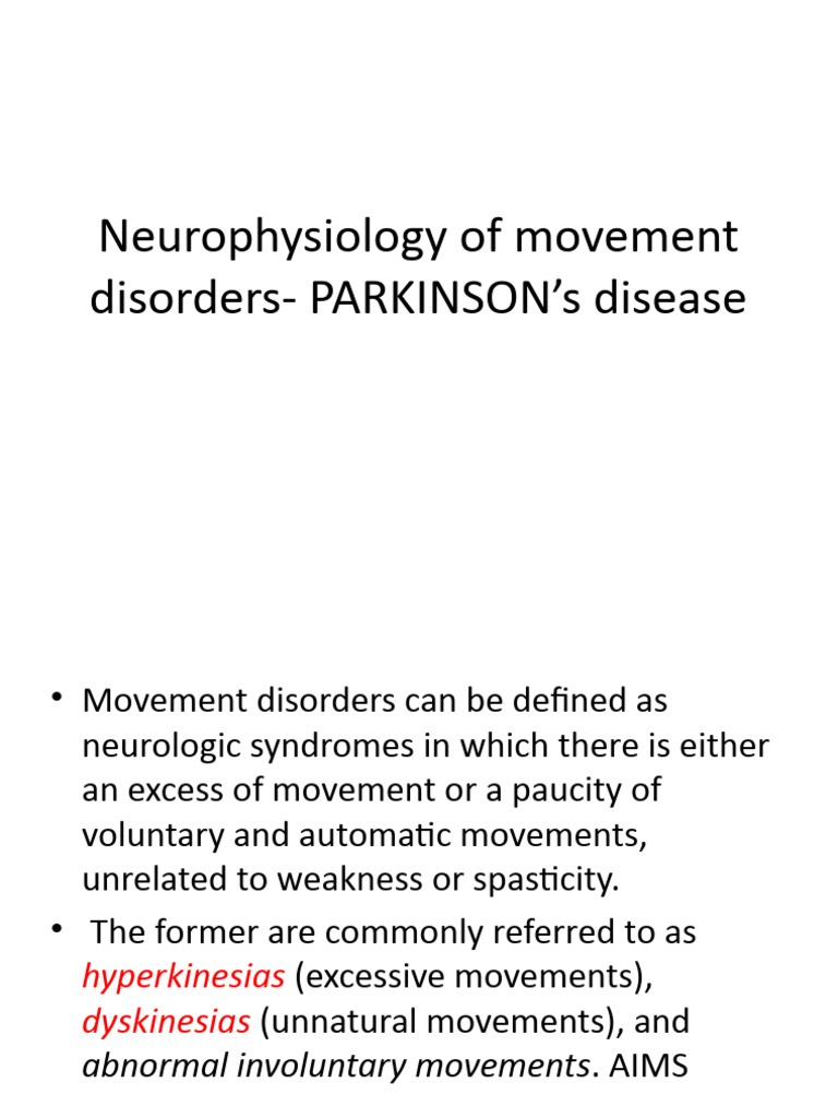 Neurophysiology of Movement Disorders - PARKINSON's Disease | Download ...