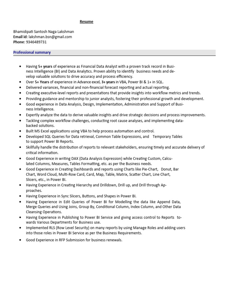 Lakshman resume latest pdf microsoft excel data analysis