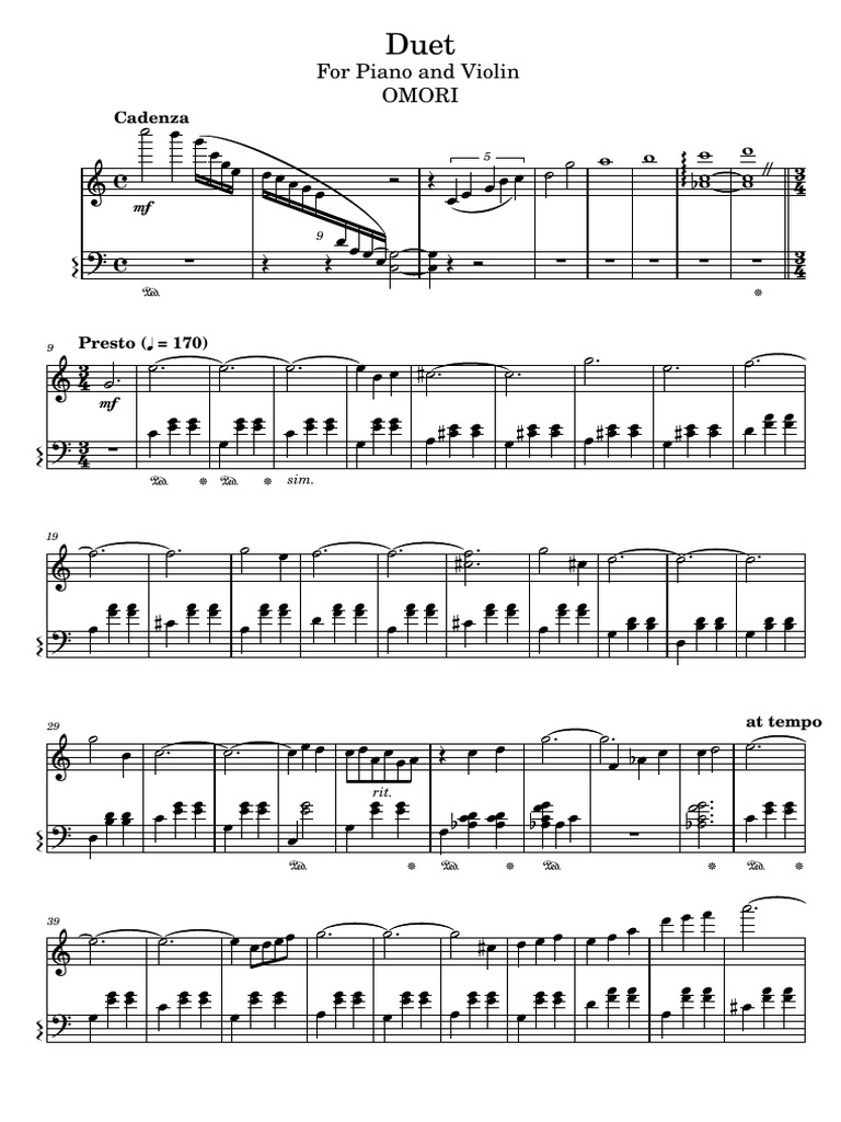 Final Duet Pedro Silva Omori Pedro Silva Piano Pdf Musical Forms