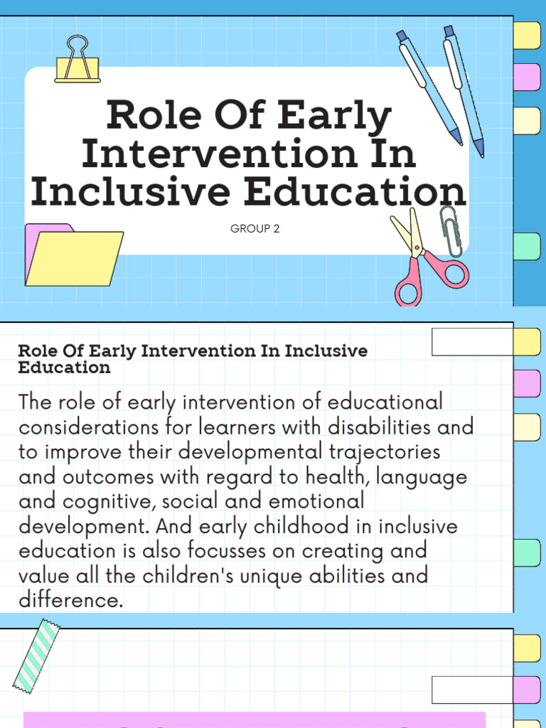 Role of Early Intervention in Inclusive Education 1 | PDF | Preschool ...