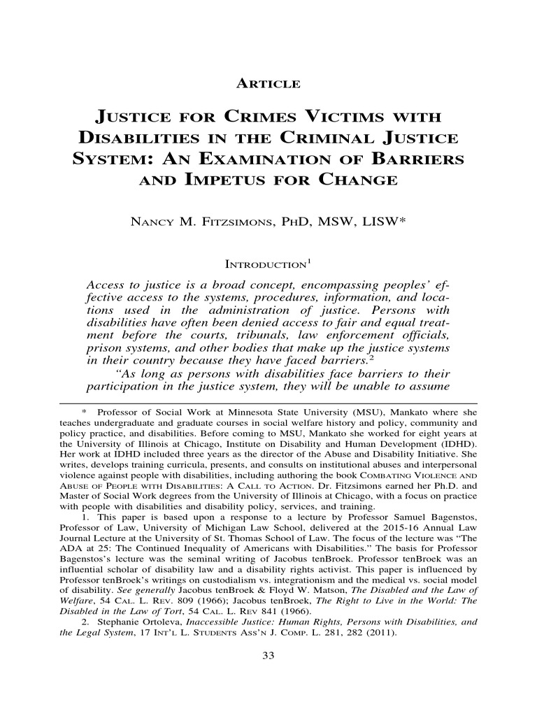 Justice for Disabled Crime Victims | PDF | Violence | Disability