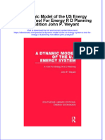 Full Ebook of A Dynamic Model of The Us Energy System A Tool For Energy R D Planning 1St Edition John P Weyant Online PDF All Chapter