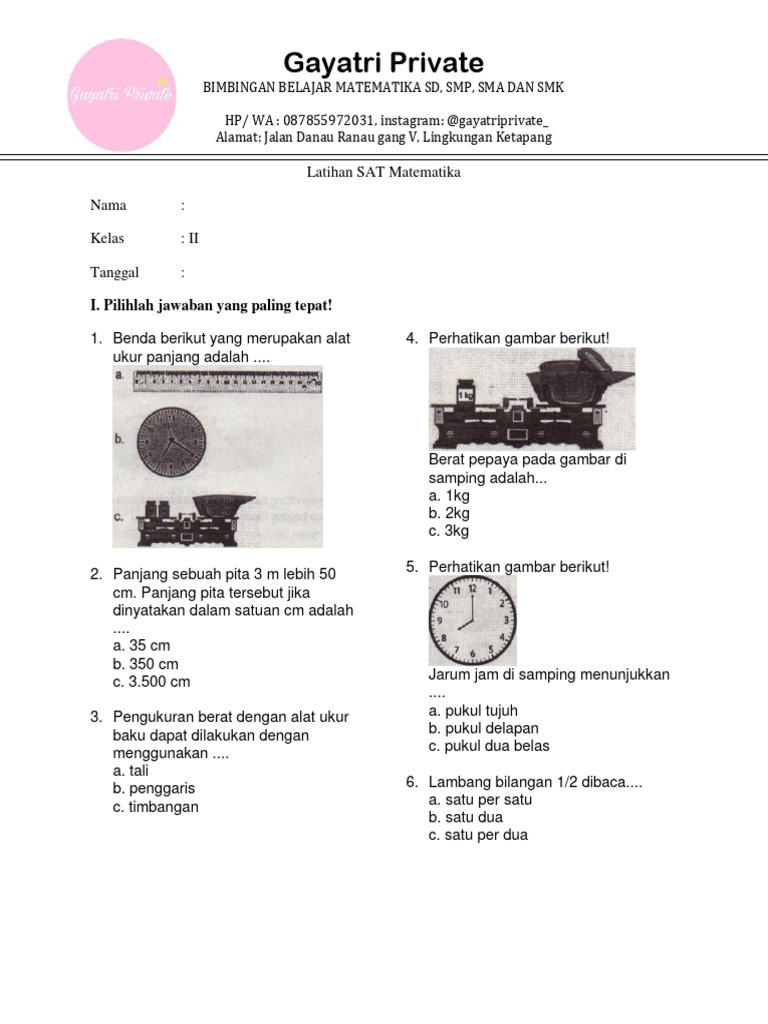 Latihan Sat Matematika Pdf
