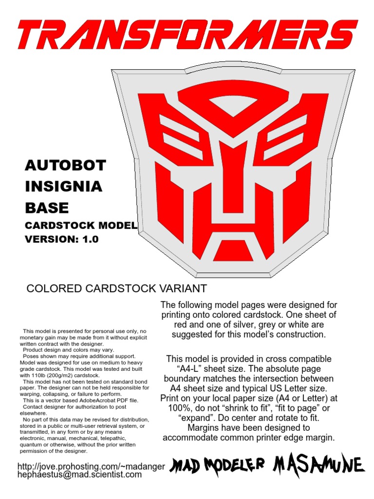 Autobot Insignia Cardstock Model PDF | PDF