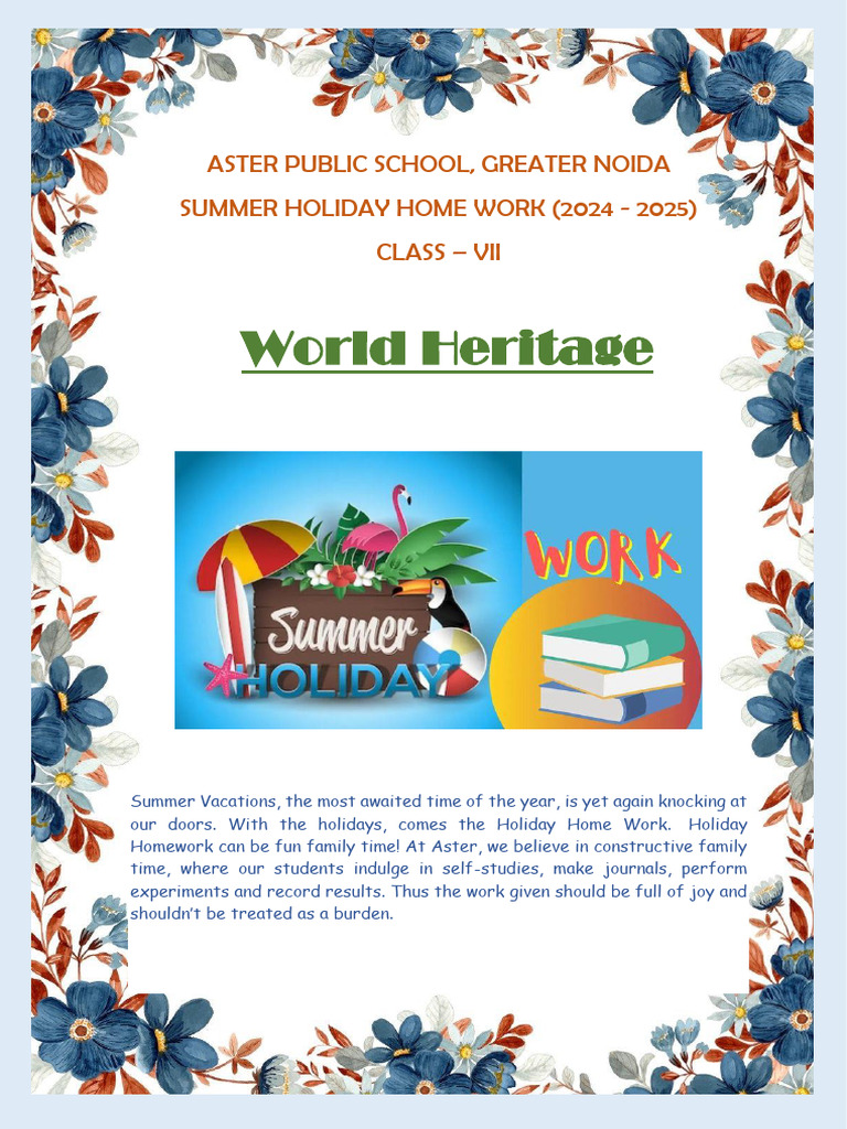 Class 7 Summer Holiday Homework Guide | PDF | 3 D Computer Graphics ...