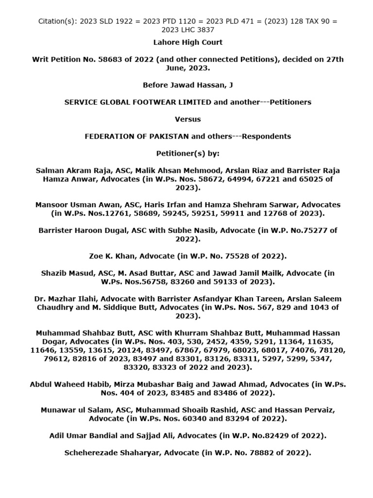 Lahore High Court Case Summaries 2023 | PDF | Taxes | Income Tax