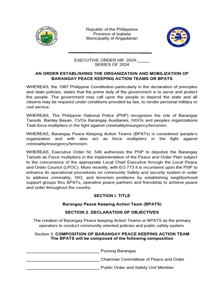 Establishment of BPATs in Angadanan | PDF | Police | Peacekeeping