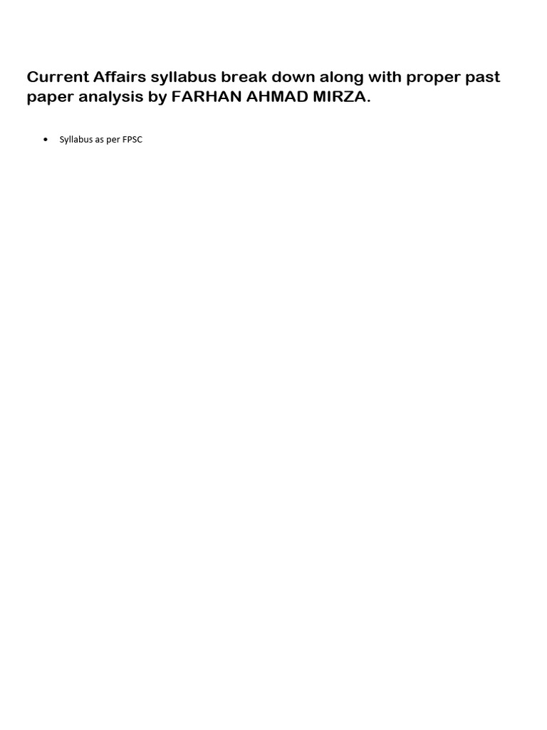 CSS Current Affairs Syllabus Overview | PDF | Pakistan | Climate Change