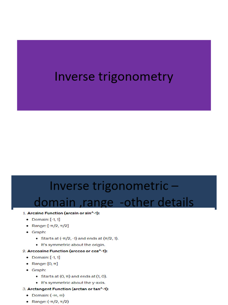 Inverse Trigonometry Pdf