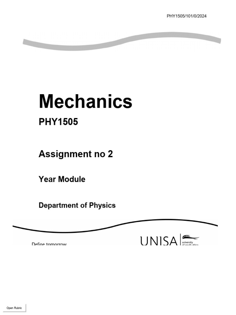 Phy1505 Assignment 2 9 May 2024 Pdf Force Friction