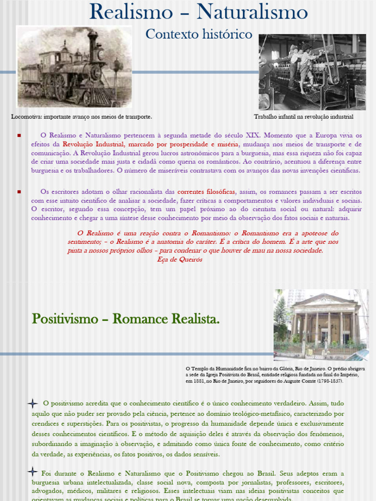 Contexto do Realismo e Naturalismo | PDF | Realismo (artes) | Positivismo