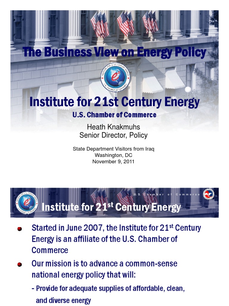 The Business View On Energy Policy: U.S. Chamber of Commerce | PDF ...
