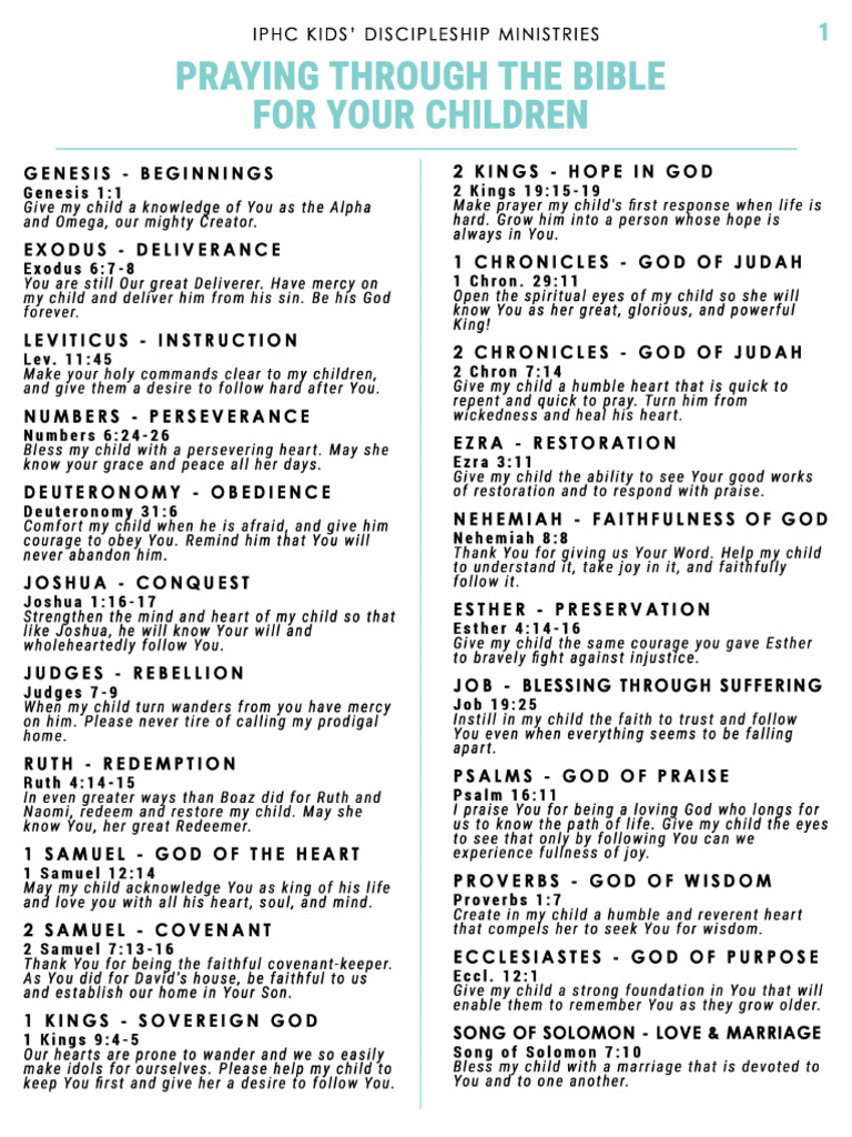 Praying Through The Bible For Your Children | PDF