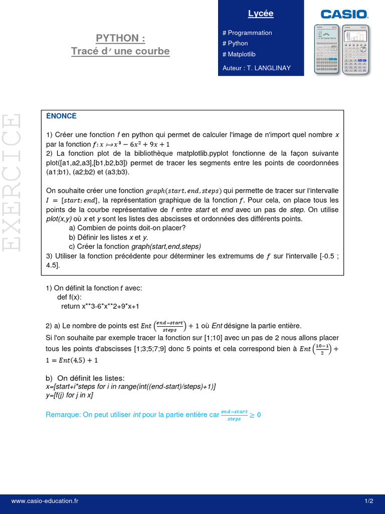 Tracé de courbe en Python avec Matplotlib | PDF | Mathématiques