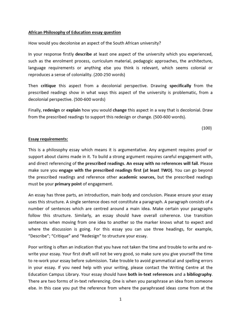 African Philosophy of Education Essay | PDF | Turnitin | Essays