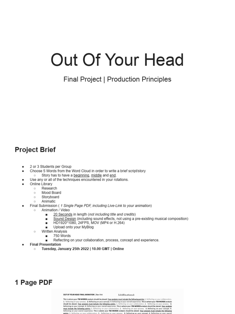 Final Project: Script and Animation Guide | PDF