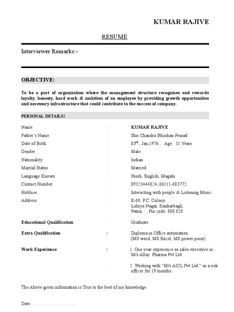 Kumar Rajive Resume Overview | PDF