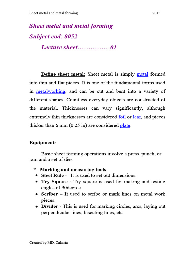 Sheet Metal and Metal Forming.... 01 | PDF | Home & Garden | Art