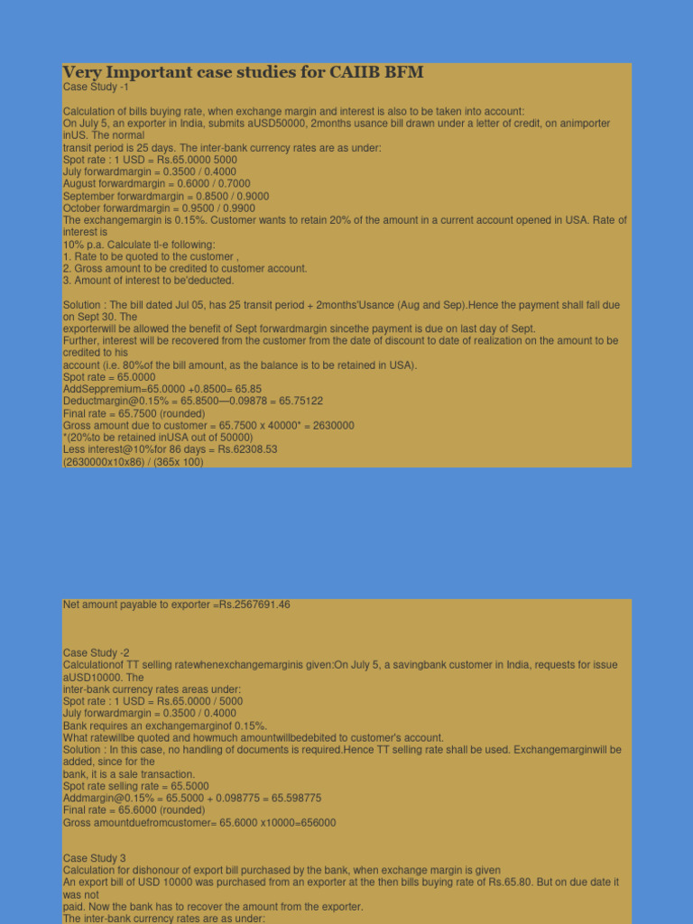 Very Important Case Studies For CAIIB BFM | PDF | Japanese Yen | United  States Dollar