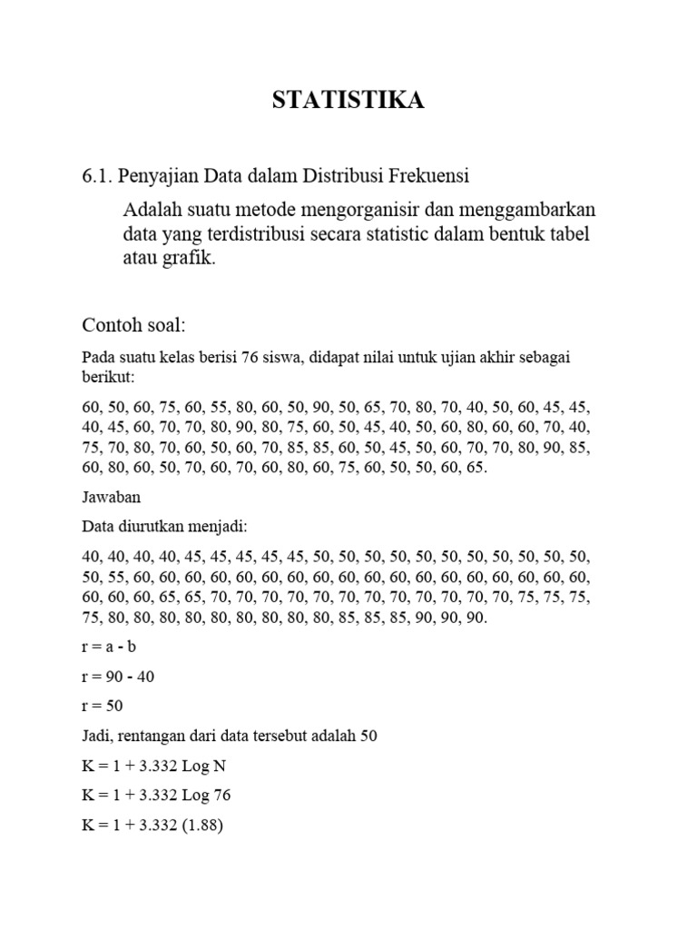 Contoh Data Mentah Statistik 50 Siswa | PDF | Sains & Matematika | Komputer