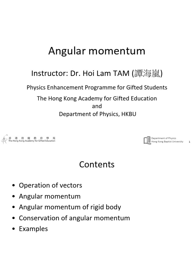 Angular Momentum Concepts and Examples | PDF | Rotation Around A Fixed ...