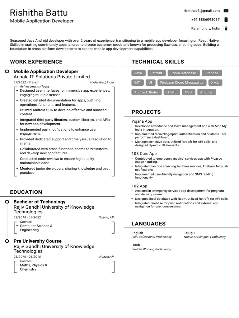 Mobile Developer's Career Profile | PDF | Mobile App | Android ...