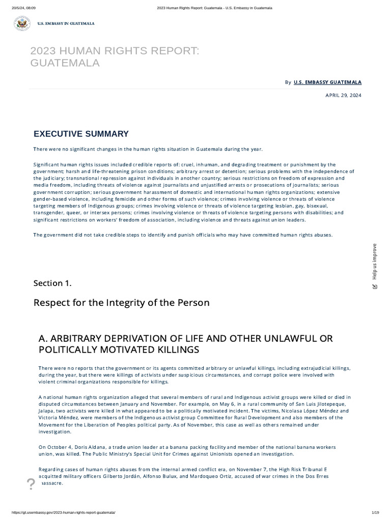 GUATEMALA COUNTRY REPORT 2023 intelligence overview