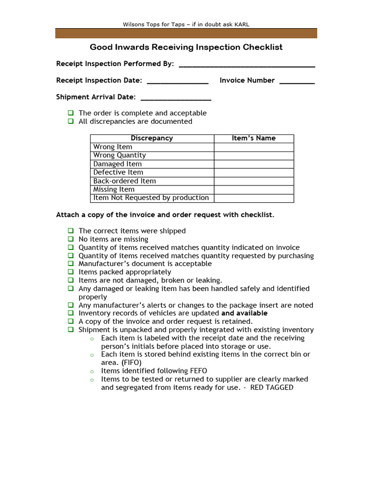 Receiving Inspection Guide | PDF