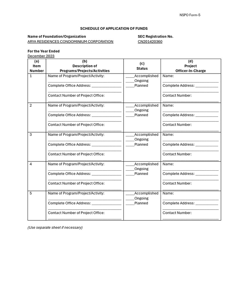 Nspo Form 1 To 6 Download