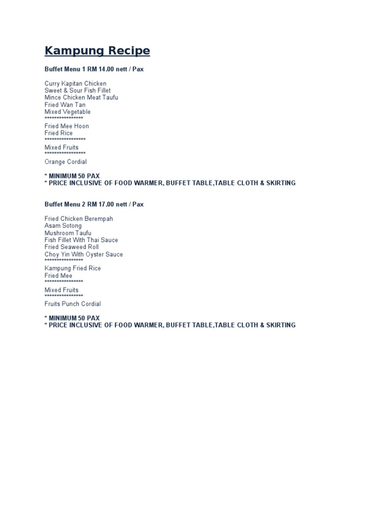 Catering List | PDF