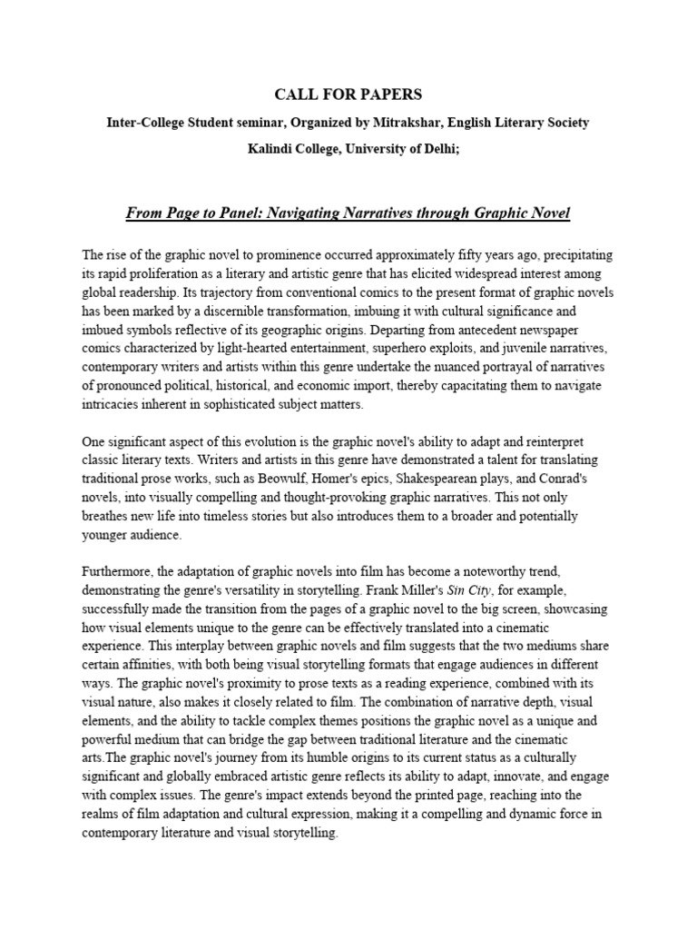CFP Graphic Narratives | PDF | Narrative | Novels