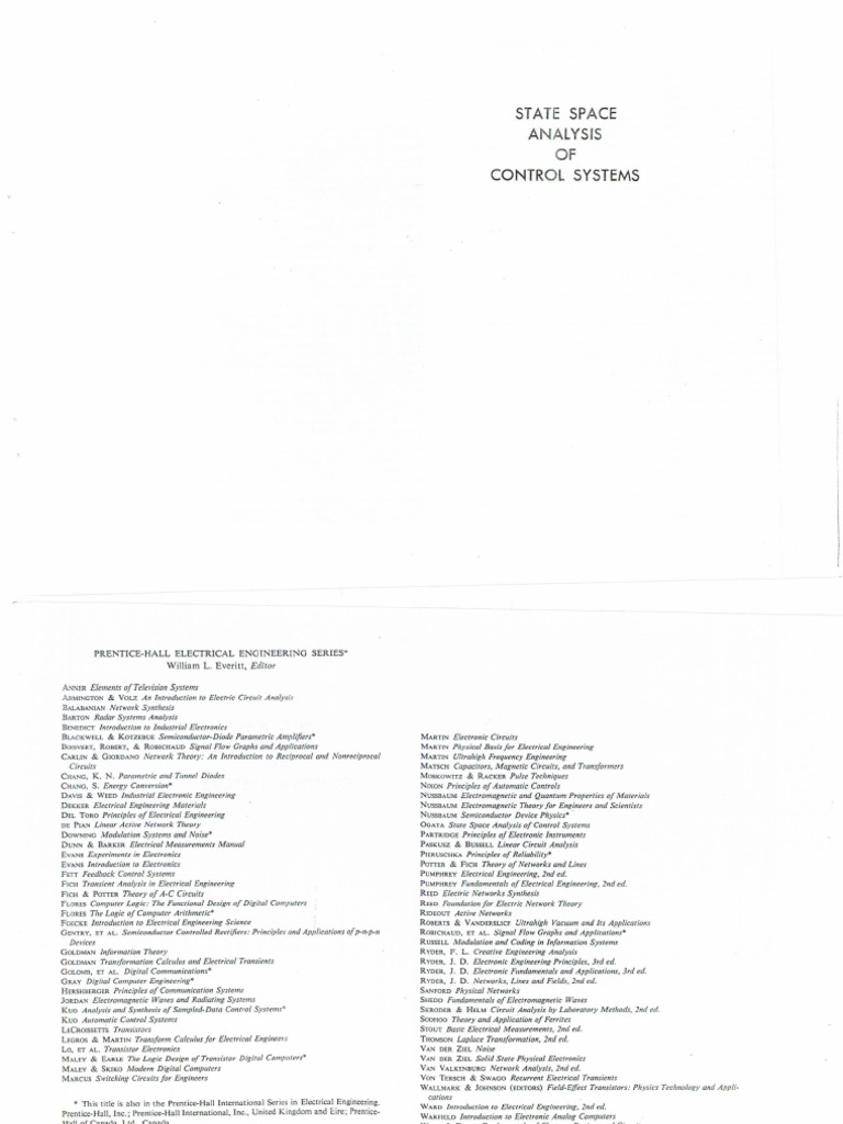 State Space Analysis Of Control System By Ogata Pdf Control Theory