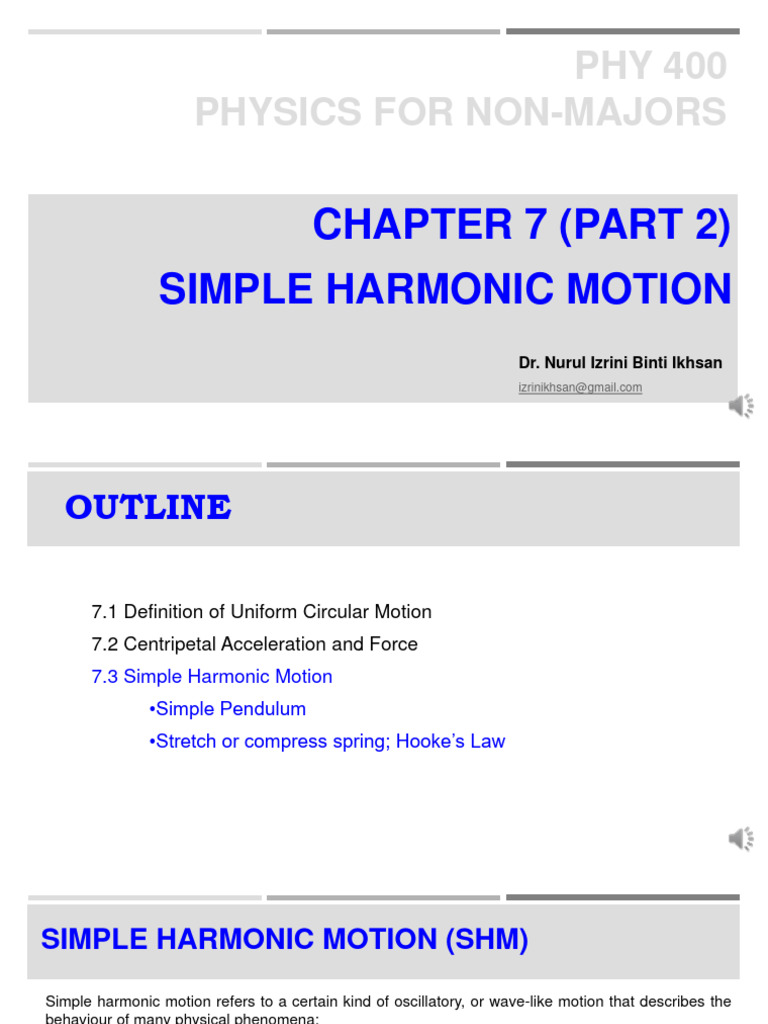 Physics for Non-Majors: SHM Basics | PDF | Oscillation | Physical Sciences