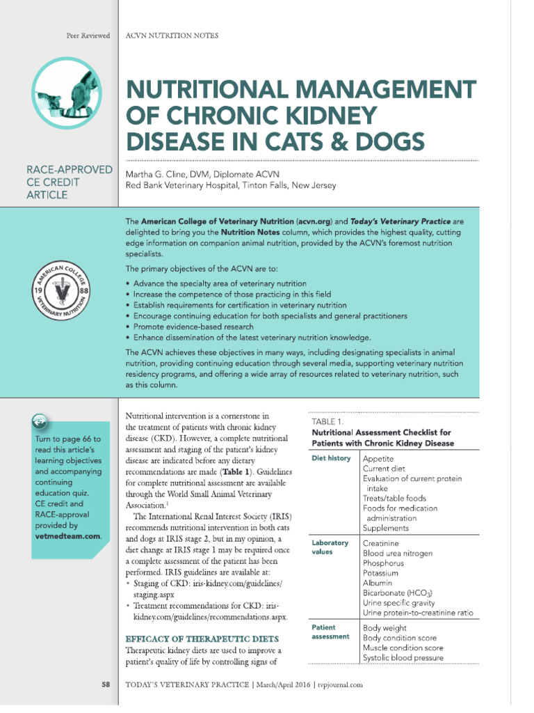 Nutritional Management of Chronic Kidney Disease in Cats & Dogs-1 | PDF