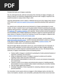 UCalgary Community Letter of Solidarity With Student Protesters