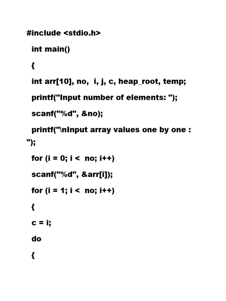 C Program for Heap Sort Algorithm | PDF | Computers