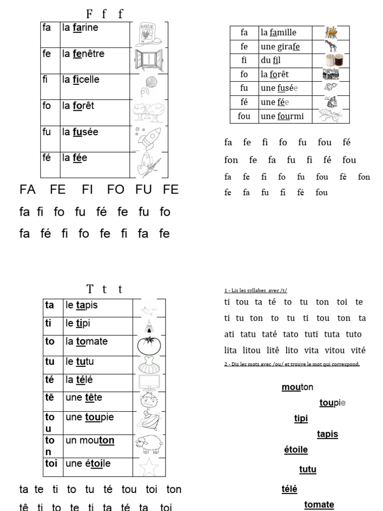Exercices de lecture et syllabes CP | PDF