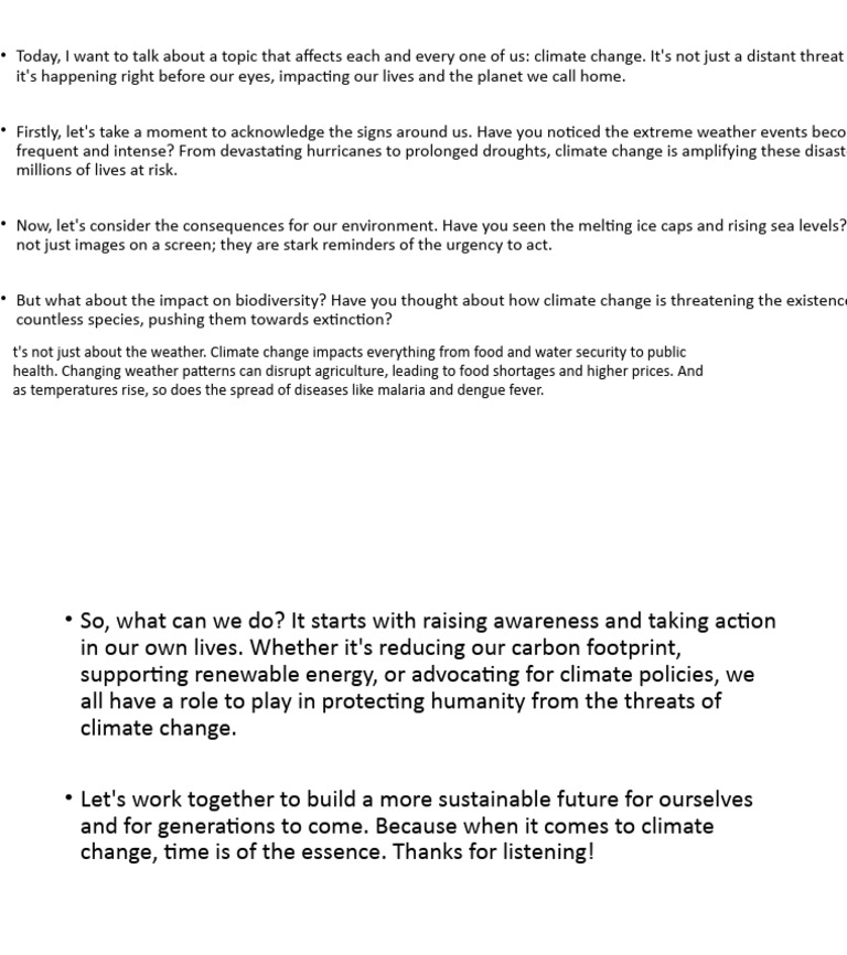 Urgent Call to Action on Climate Change | PDF