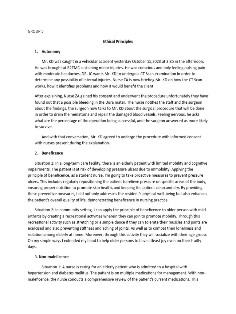 Examples Of The Ethical Principles In Nursing Pdf Surgery Nursing